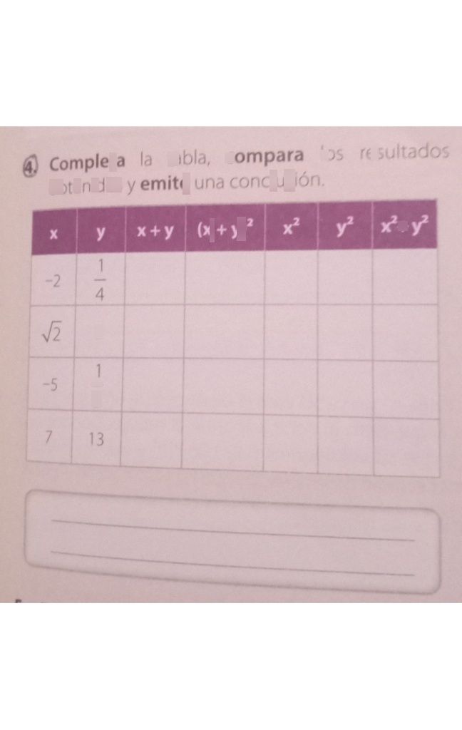 Completa La Tabla Compara See How To Solve It At Qanda