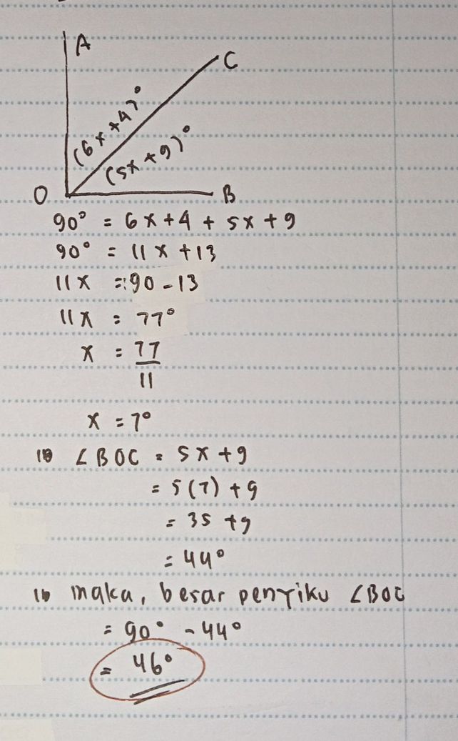 1 Sudut Aoc Dan Sudut 8oc Lihat Cara Penyelesaian Di Qanda