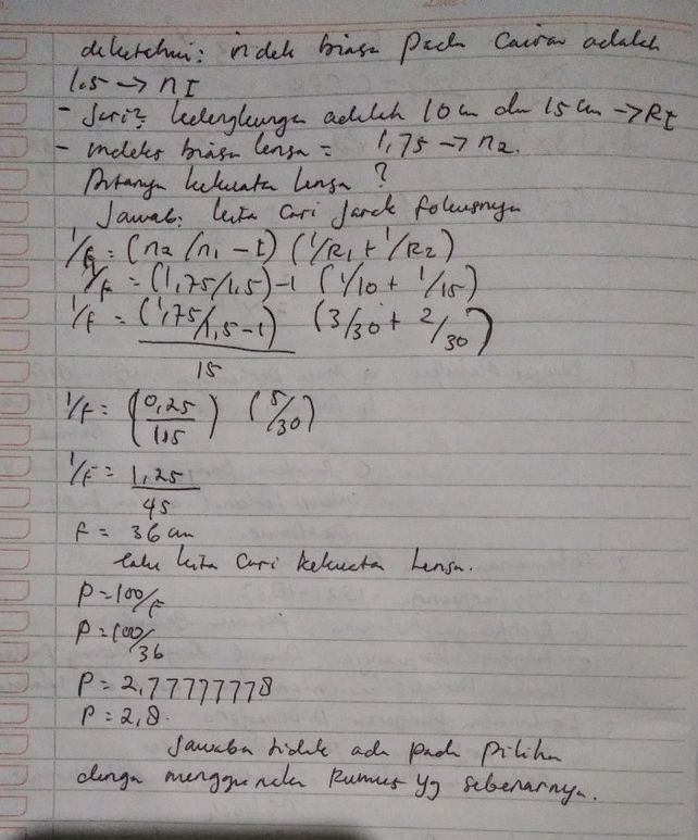 13 Lensa Bikonveks Dimasu Lihat Cara Penyelesaian Di Qanda