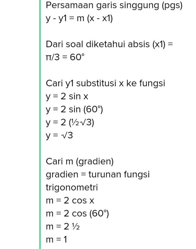 Gradien Garis Singgung Ku Lihat Cara Penyelesaian Di Qanda