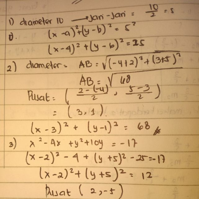 Persamaan Lingkaran Yang Lihat Cara Penyelesaian Di Qanda