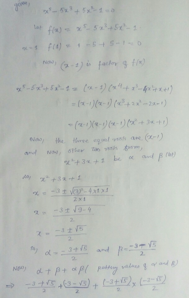 14 The Equation X5 5x35x2 10 See How To Solve It At Qanda