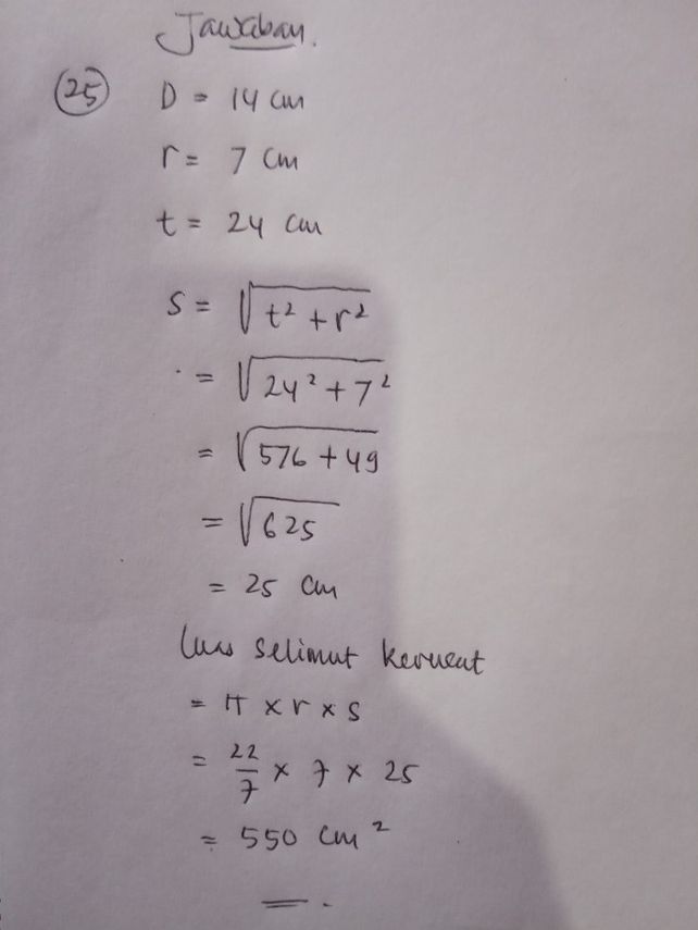 Sebuah Kerucut Berdiamete Lihat Cara Penyelesaian Di Qanda