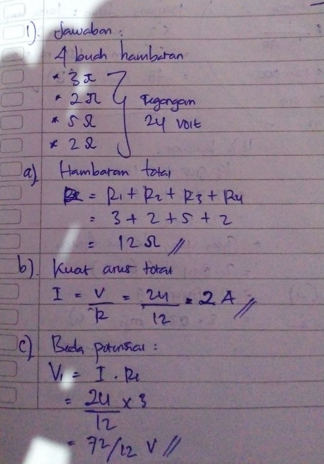 Tegangan 4 Buah Baterai 6 Volt Soal Cari Pembahasannya