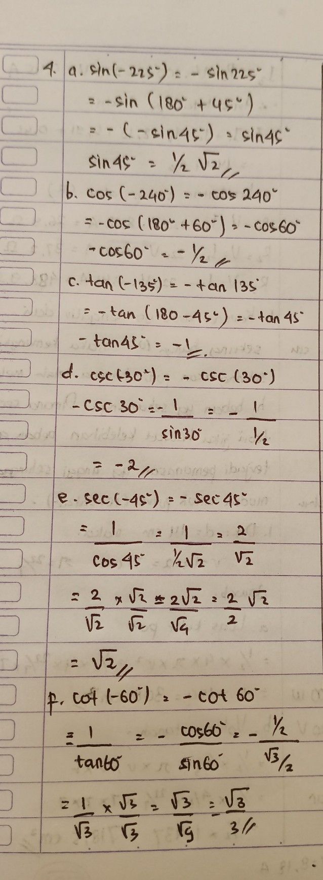 Tentukan Nilai Trigonometri Cos 240 Studi Indonesia