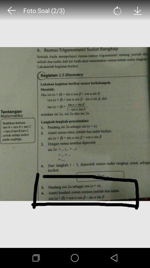 Rumus trigonometri untuk jumlah dan selisih dua sudut