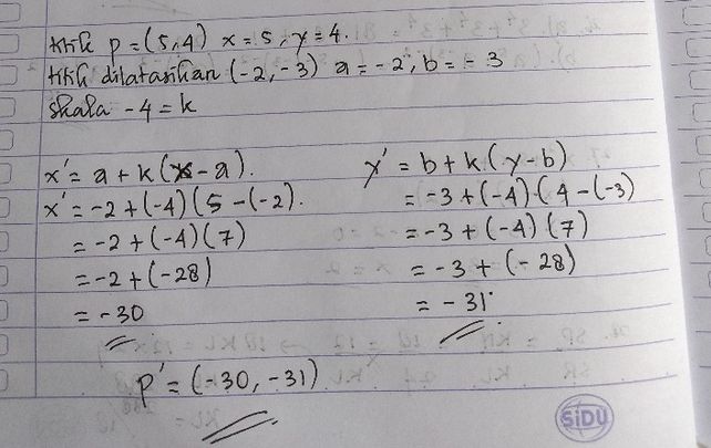 19 Bayangan Titik P 54 J Lihat Cara Penyelesaian Di Qanda