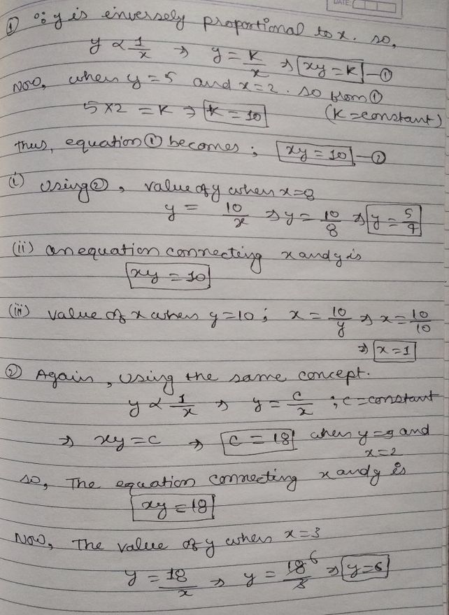 1 1y Y Is Inversely Proportio See How To Solve It At Qanda