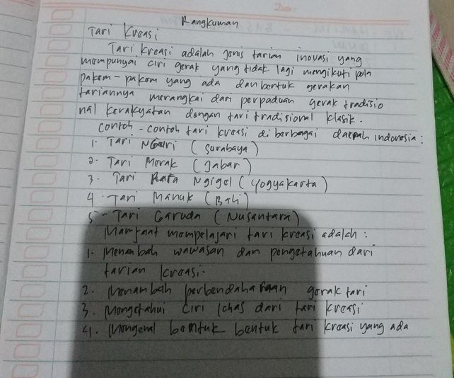 Rangkuman Materi Tari Kre Lihat Cara Penyelesaian Di Qanda