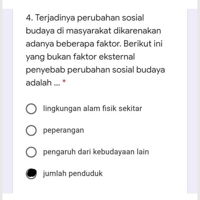 Yang Bukan Merupakan Faktor Pendorong Terjadinya Perubahan Sosial Budaya Adalah