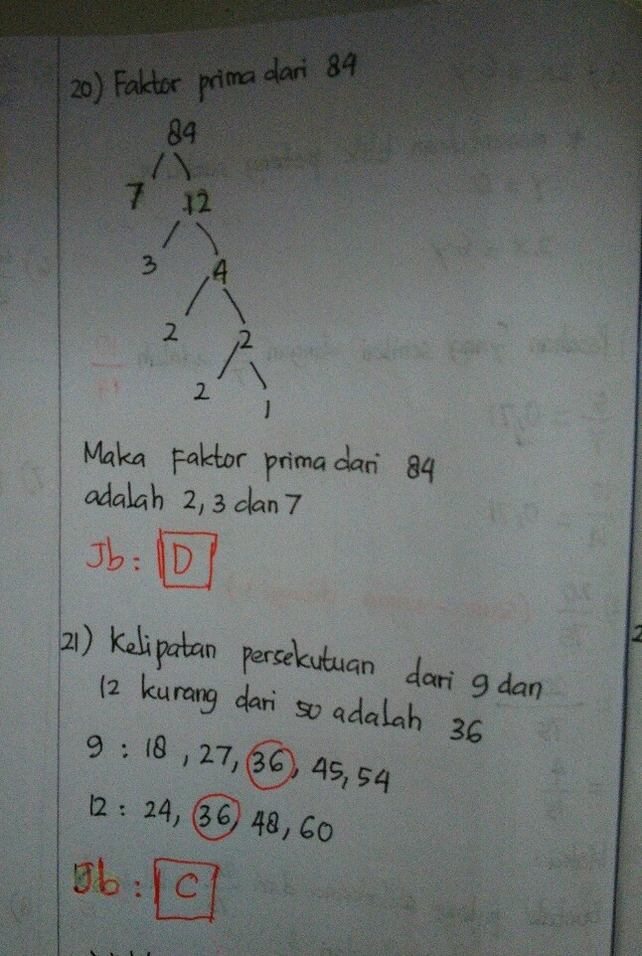 20 Faktor Prima Dari 84 A Lihat Cara Penyelesaian Di Qanda