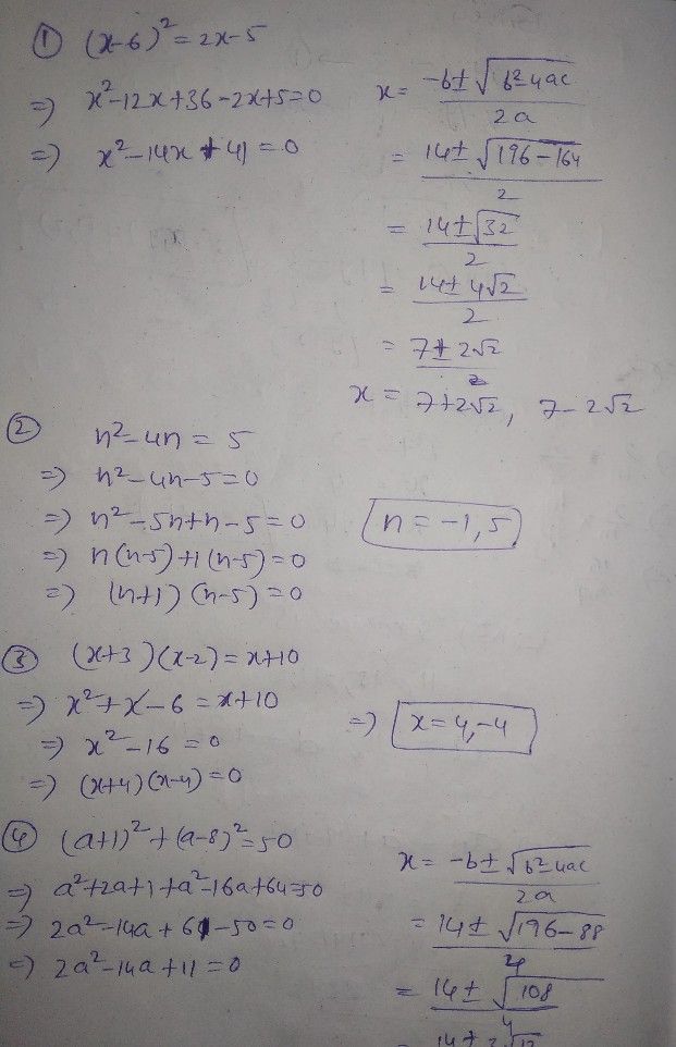 Match The Quadratie Equations See How To Solve It At Qanda