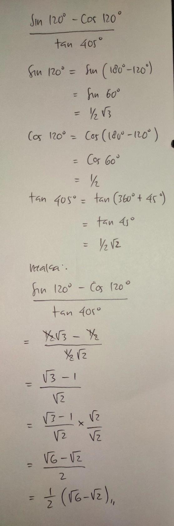 Sin 120 Cos 210 4 Tentuka Lihat Cara Penyelesaian Di Qanda