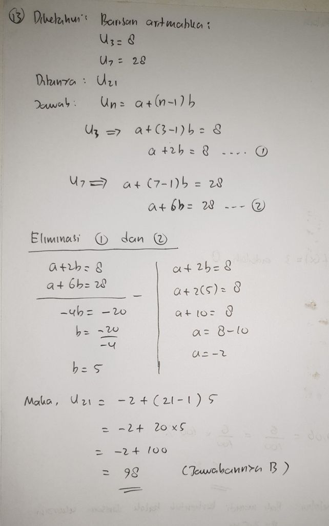 13 Diketahui Suatu Barisa Lihat Cara Penyelesaian Di Qanda