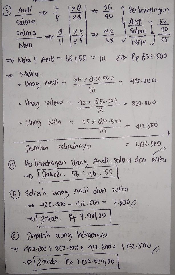 3 Perbandingan Uang Andi Lihat Cara Penyelesaian Di Qanda