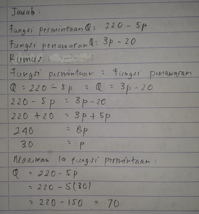 Dan Fungsi Penawaran Q3p Lihat Cara Penyelesaian Di Qanda