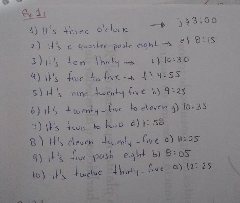 Telling The Time Ex 1 Ma Descubre Como Resolverlo En Qanda