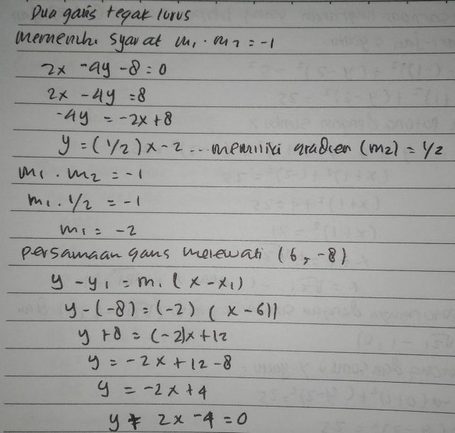 2 Persamaan Garis Yang Me Lihat Cara Penyelesaian Di Qanda