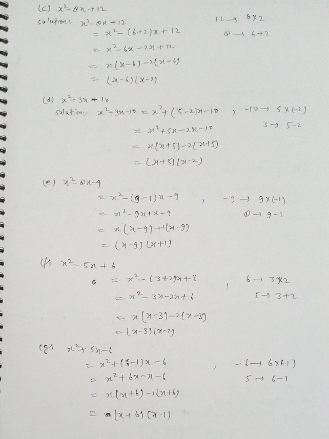 Exercise 2g Factorising Quadr See How To Solve It At Qanda