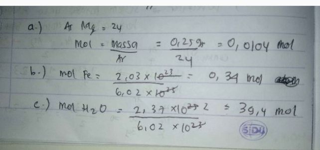 Hitunglah Jumlah Mol Zat Lihat Cara Penyelesaian Di Qanda