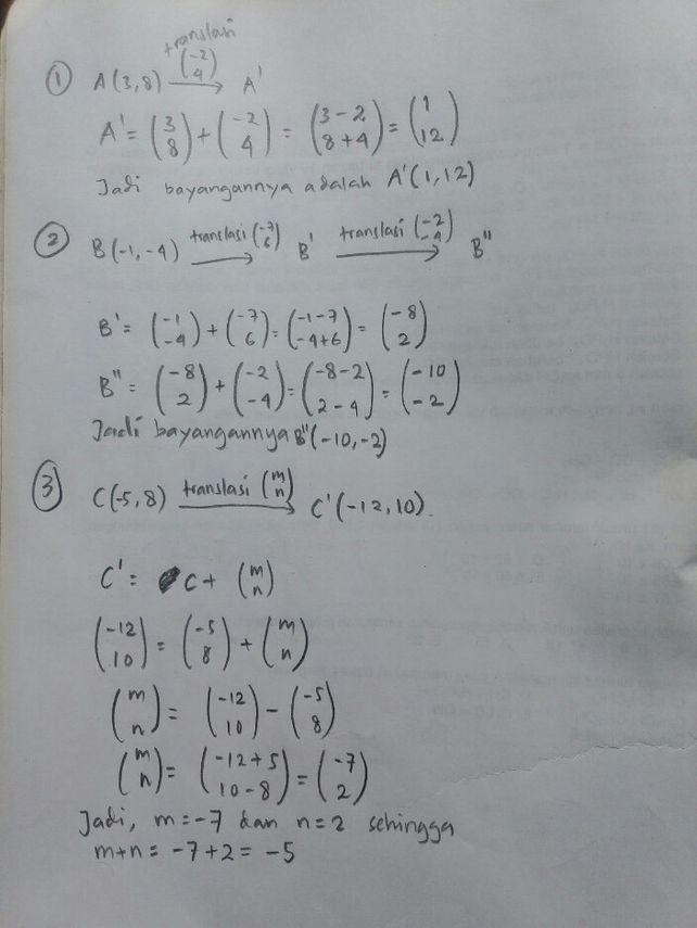 1 Tentukan Bayangan Titik Lihat Cara Penyelesaian Di Qanda