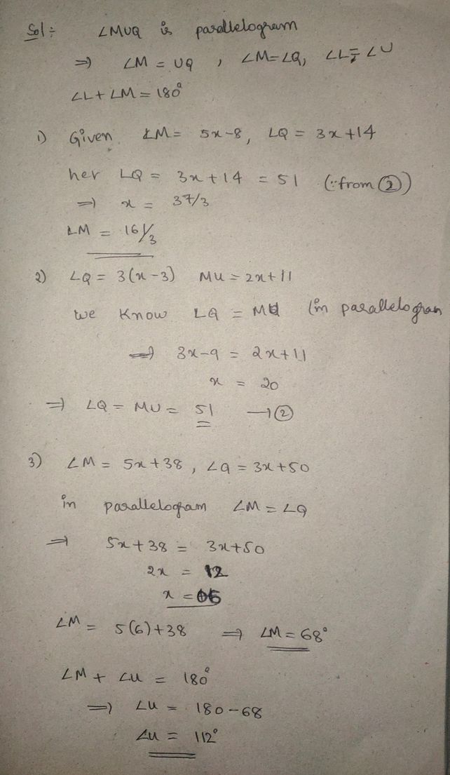 B Quadrilateral Mlqu Is A Par See How To Solve It At Qanda