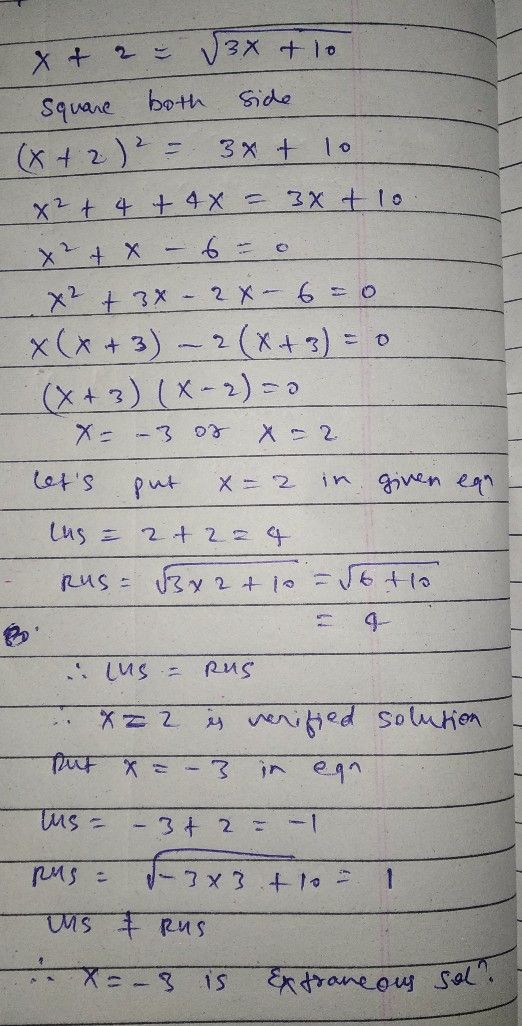 1 Use The Equation X2sqrt3x10 See How To Solve It At Qanda